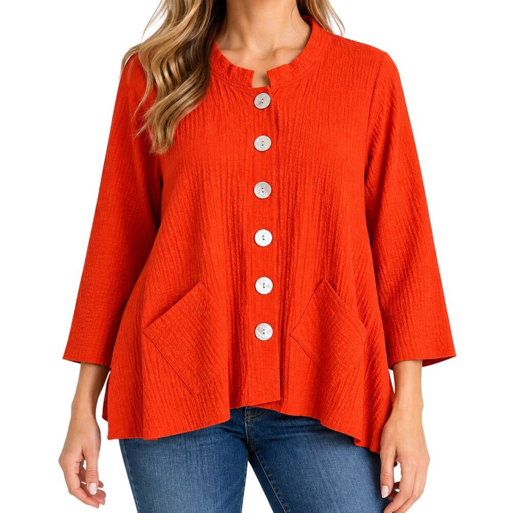 Habitat Sz XS Orange Wearable Art Blouse Shirt Top Thanksgiving Halloween Fall